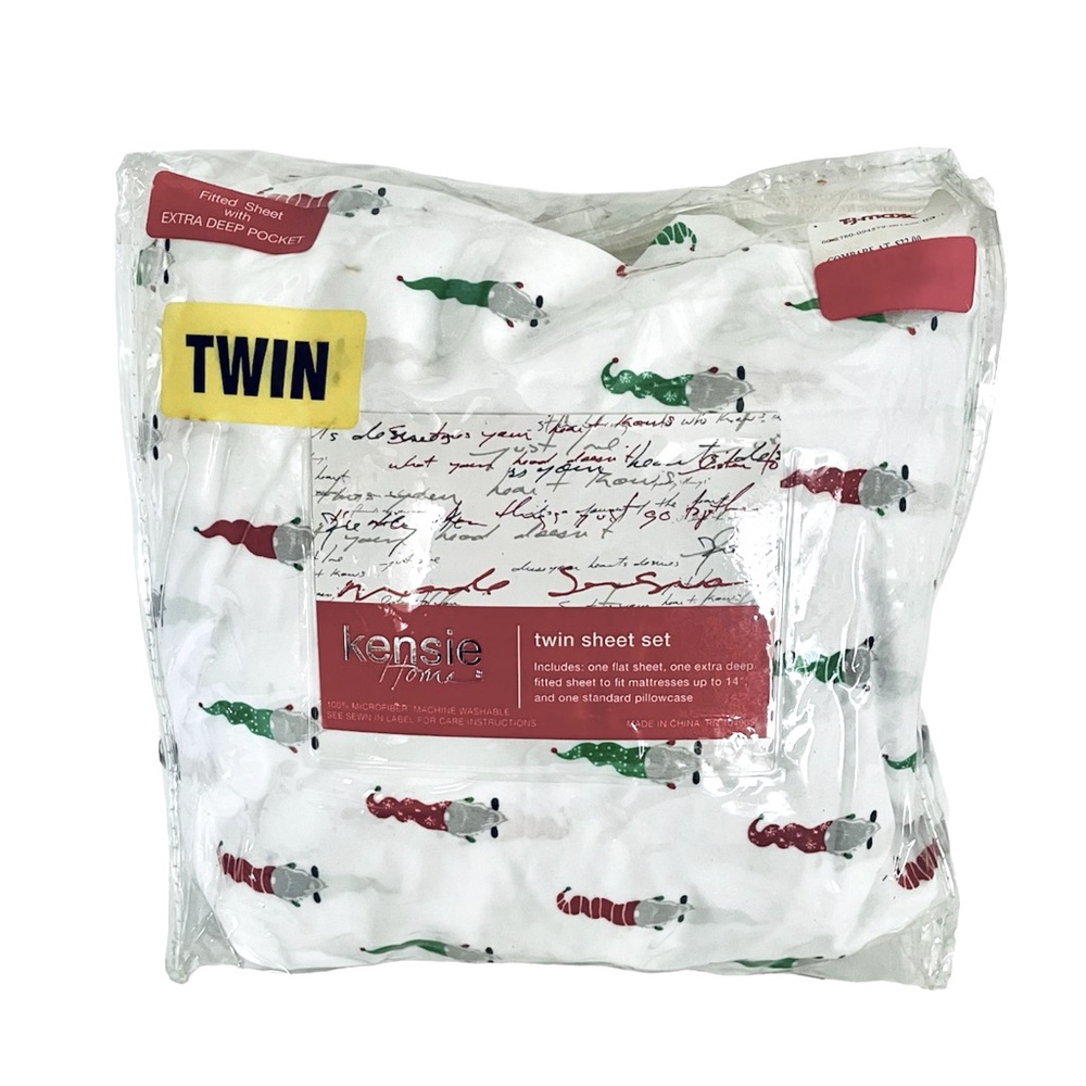 Kensie Home Holiday Christmas Gnomes Microfiber twin sheets extra deep pockets